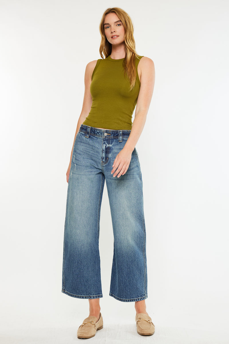 Bells Mid Rise Loose Barrel Jeans for Women - Comfortable Stretch Denim Pants with Relaxed Fit - Perfect for Casual Wear, Work & Weekend Outings