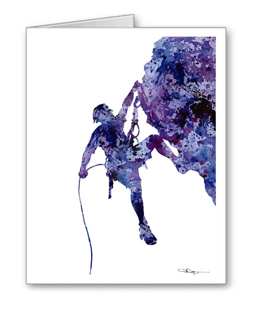 Set of 10 Rock Climbing Watercolor Note Cards by Artist DJ Rogers - Perfect for Outdoor Enthusiasts, Thank You Notes & Gift Giving