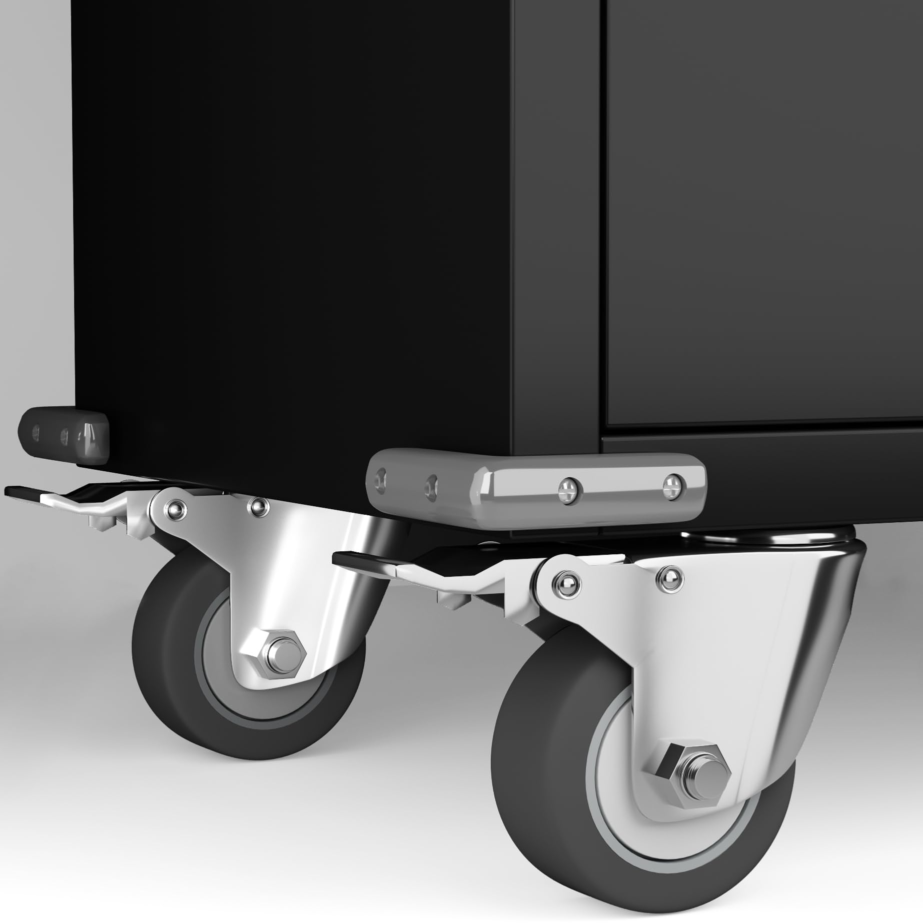 Lockable Steel File Cabinet with Adjustable Shelves & Wheels - Secure Storage Organizer for Home, Office, School & Garage - Heavy Duty Black Filing Cabinet for Documents, Supplies & Tools