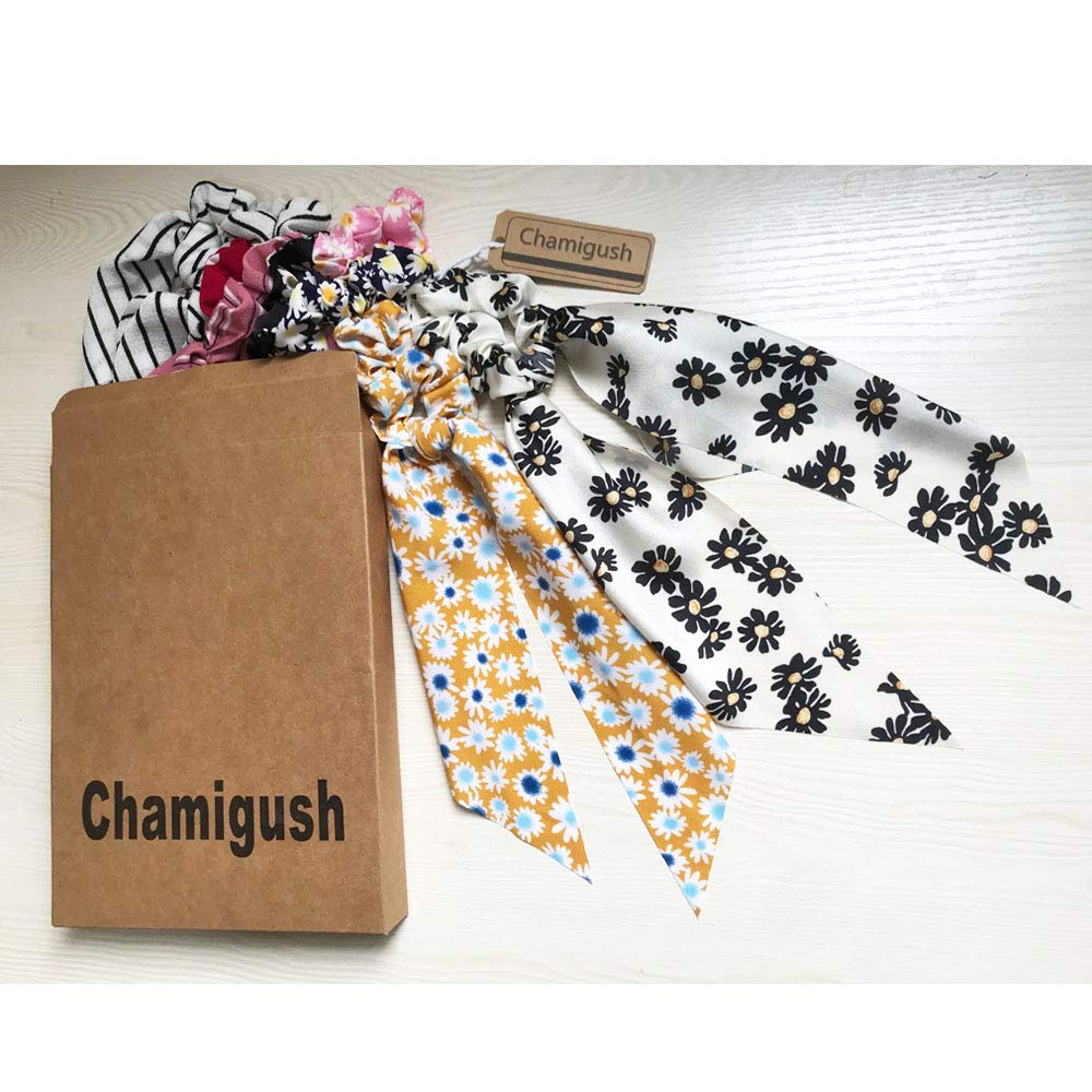Chamigush 12 Pcs Satin Silk Hair Scarf Scrunchies - Soft Hair Ties for Women & Girls - Perfect for Workouts, Yoga, and Everyday Styling