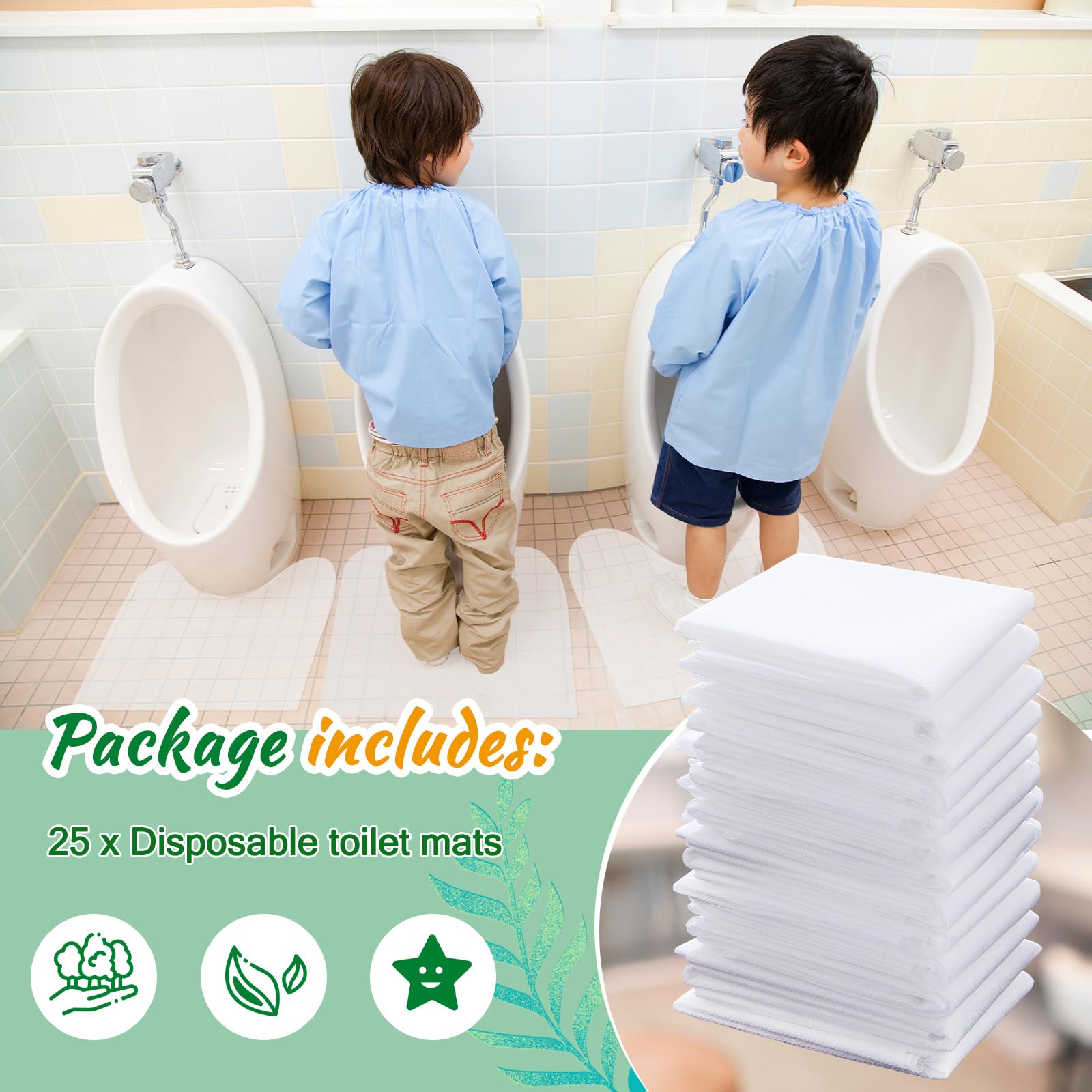 25-Pack Disposable Toilet Floor Mats 24