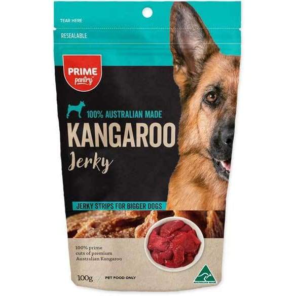 Prime100 Kangaroo Jerky - High Protein, Low Fat, Grain-Free Dog Treats | All-Natural Chews for Training & Dental Health | Perfect for Active Dogs & Puppies