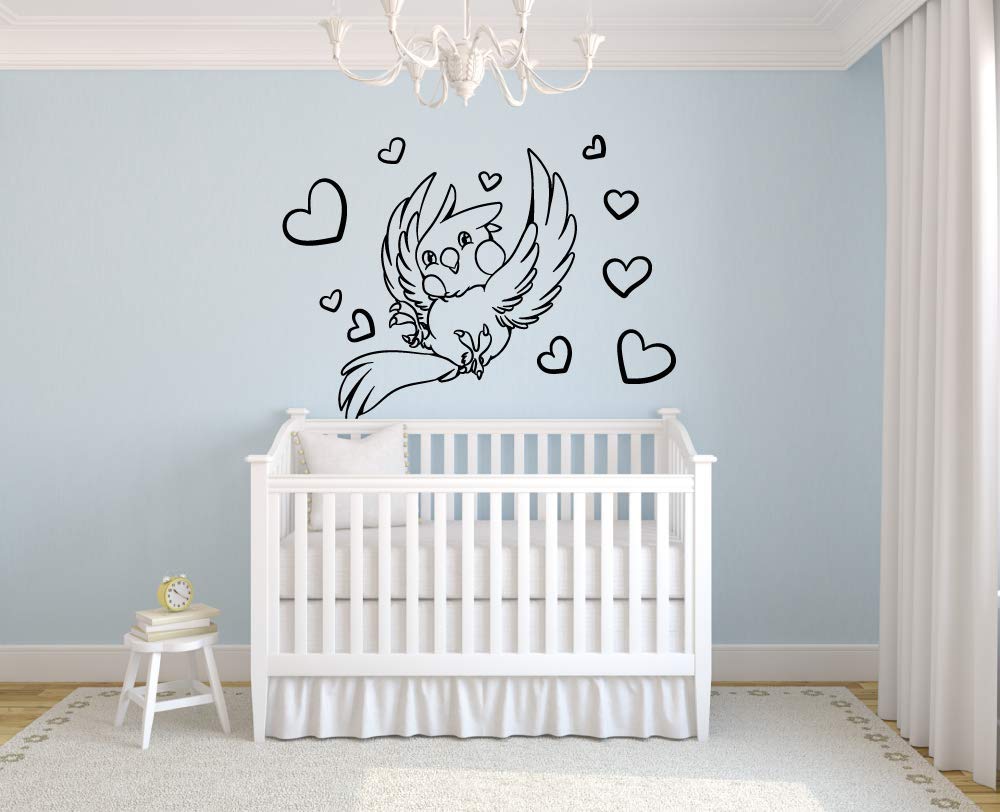 Adorable Bird Heart Wildlife Wall Sticker - 35x40 Inch Vinyl Decal for Nursery, Kids Room & Home Decor - Perfect for Jungle, Zoo or Animal Themed Bedrooms, Kindergarten & Playrooms