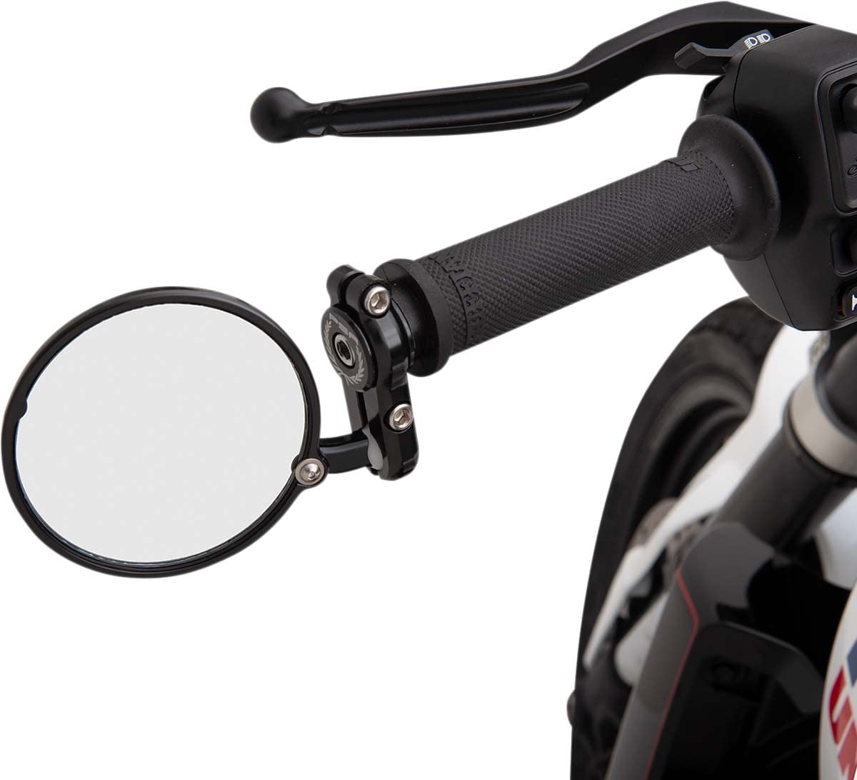 PSR Bar End Mirror - Giorgio Black Motorcycle Handlebar Mirror for Enhanced Safety and Visibility - Perfect for Cruisers, Touring Bikes, and Urban Commuting
