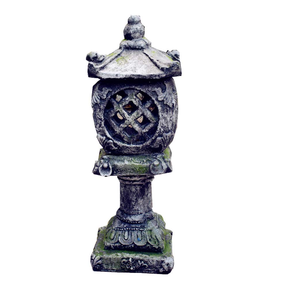 SDBRKYH Solar Powered Oriental Garden Lantern - Outdoor Retro Pillar Sculpture Light for Patio, Yard, and Pathway Decoration | Weather-Resistant & Energy-Efficient Landscape Lighting