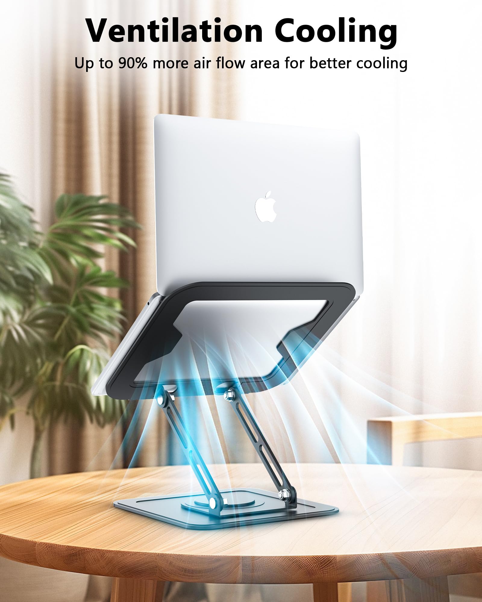 NTMY Foldable 360° Rotating Laptop Stand - Ergonomic Adjustable Metal Desk Stand for MacBook, Acer, Lenovo, Dell (10-16