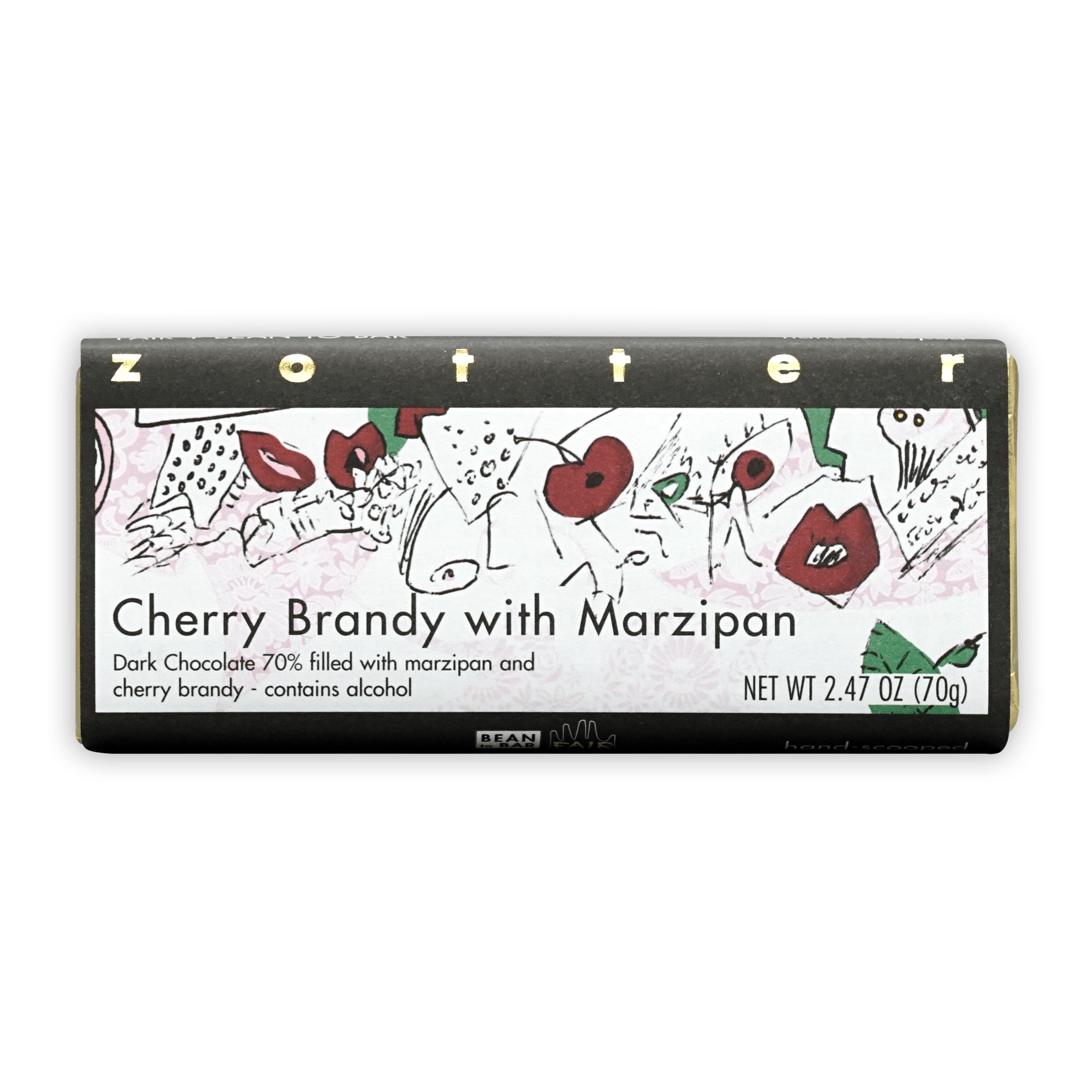 Zotter Filled Cherry Brandy Chocolate with Marzipan - Premium Gourmet Candy for Gifts, Parties & Dessert Pairing