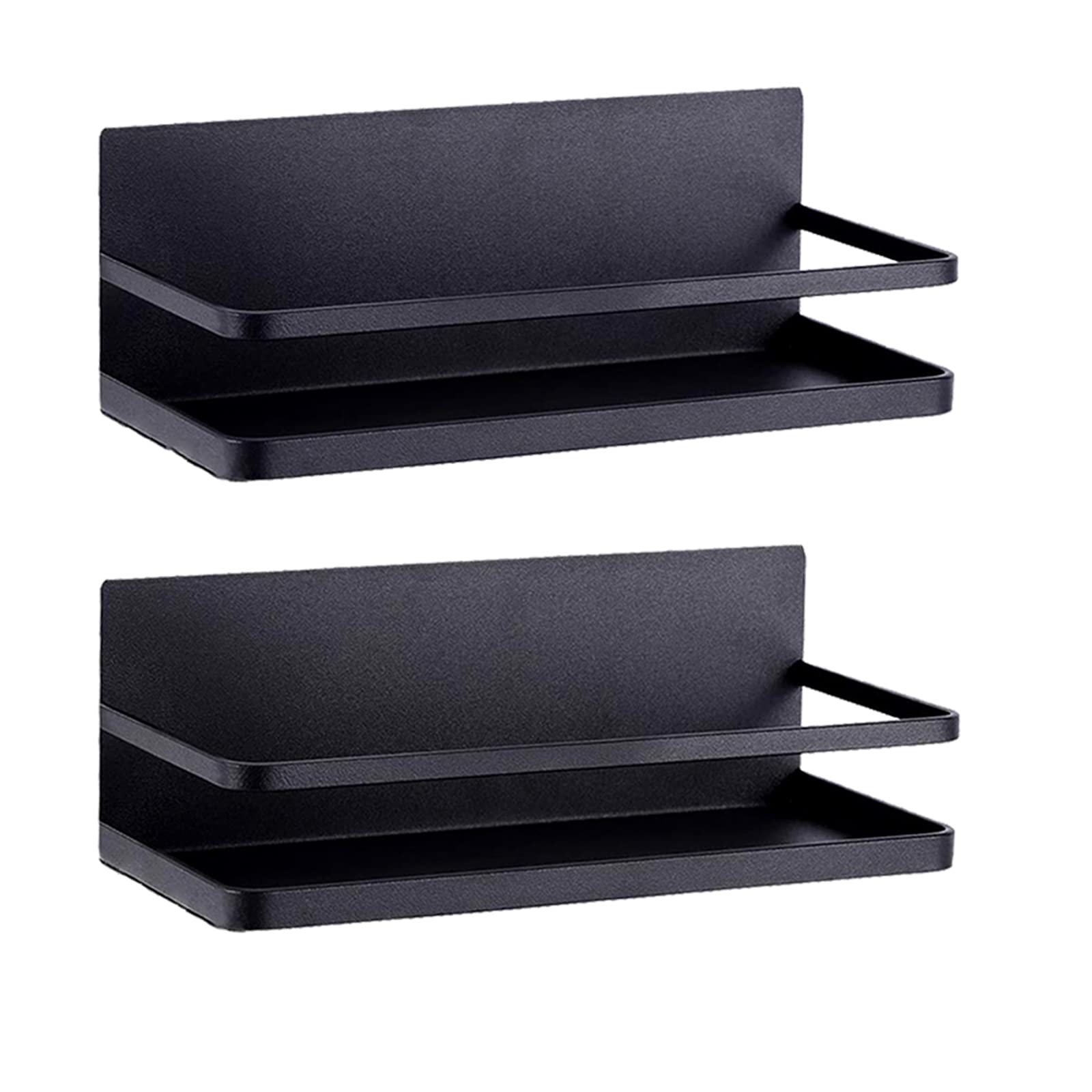 2 Pack Black Magnetic Spice Rack for Refrigerator - Space Saving Kitchen Organizer for Spices, Condiments & Small Items - Perfect for Kitchen, Apartment, Dorm, RV & Office Use