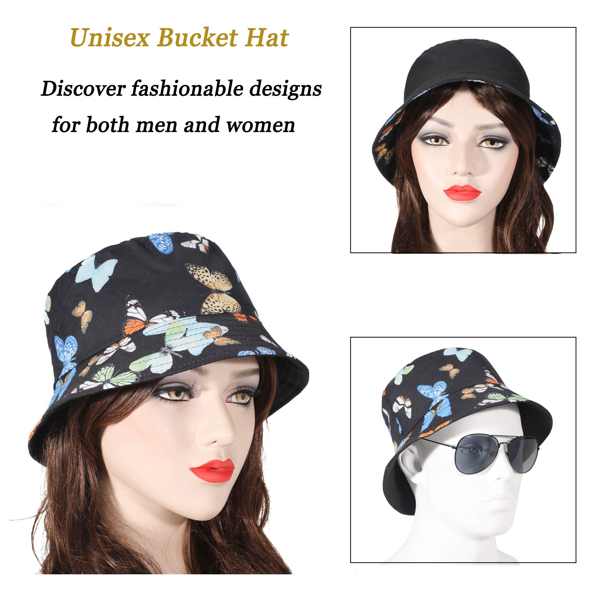 ZLYC Unisex Cute Printed Travel Bucket Hat - Summer Fisherman Cap for Beach, Hiking & Outdoor Activities | UV Protection Sun Hat
