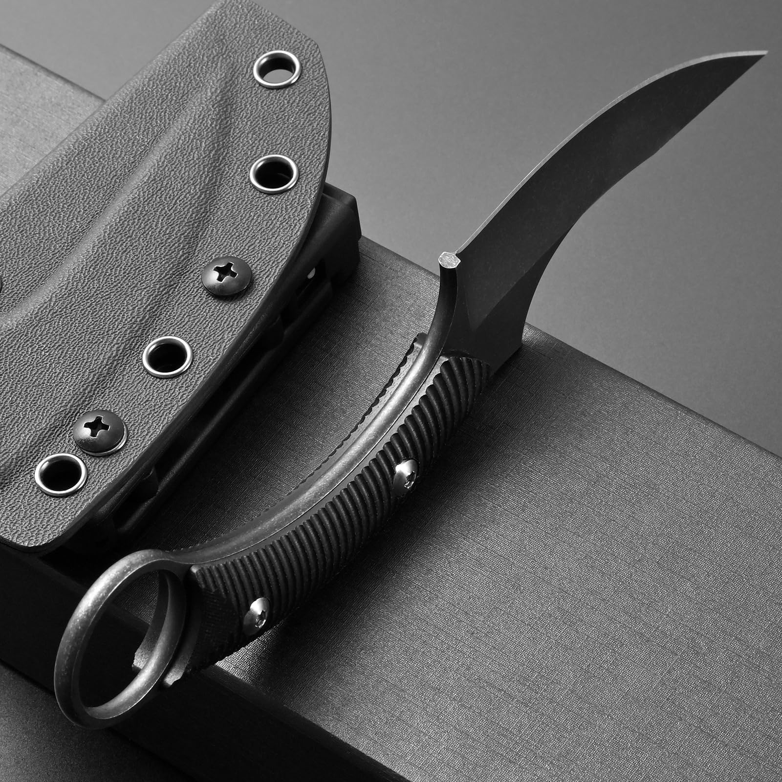 Ccanku C1490 8 Inch Fixed Blade Knife - D2 Steel Claw Knife with G10 Handle & K Sheath - Survival Knife for Outdoor, Bushcraft, Hunting, Camping - Perfect for Tactical Use, Emergency Preparedness, and Everyday Carry (EDC) - Black