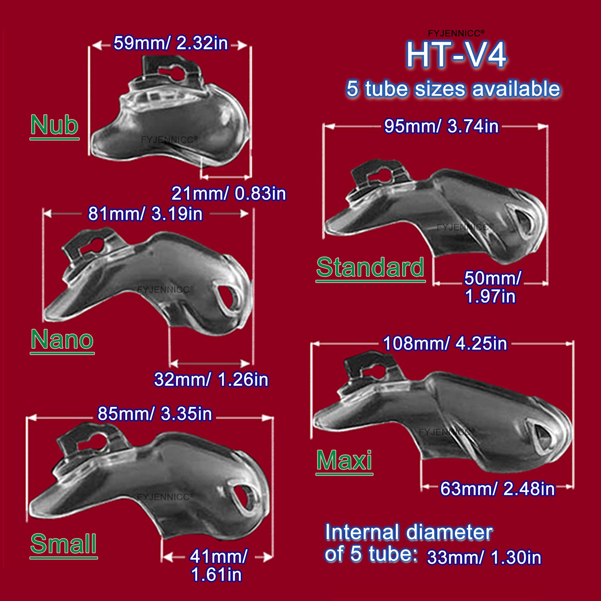 FYJENNICC HT-V4 Male Chastity Device - 5 Adjustable Rings & 6 Color Options | Beginner-Friendly Cock Cage | Adult Sex Toy with Sizing Guide (Black, Nano) | Perfect for BDSM, Couples Play & Male Orgasm Control