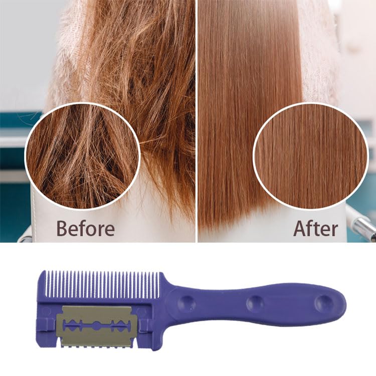 Professional Hair Cutting Scissors & Thinning Comb Set - Double Edge Razor Comb for Precise Haircuts & Styling - Includes 1 Hair Trimmer Comb & 2 Replacement Razors - Perfect for Salon, Barber & Home Haircut Use
