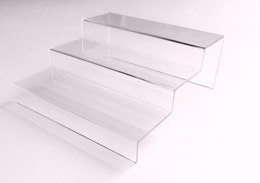 FixtureDisplays® 3-Piece Clear Acrylic Tiered Riser Set - 8.66x8.98x3.54 Inches - Perfect for Displaying Cupcakes, Jewelry & Retail Merchandise (Model 13803)