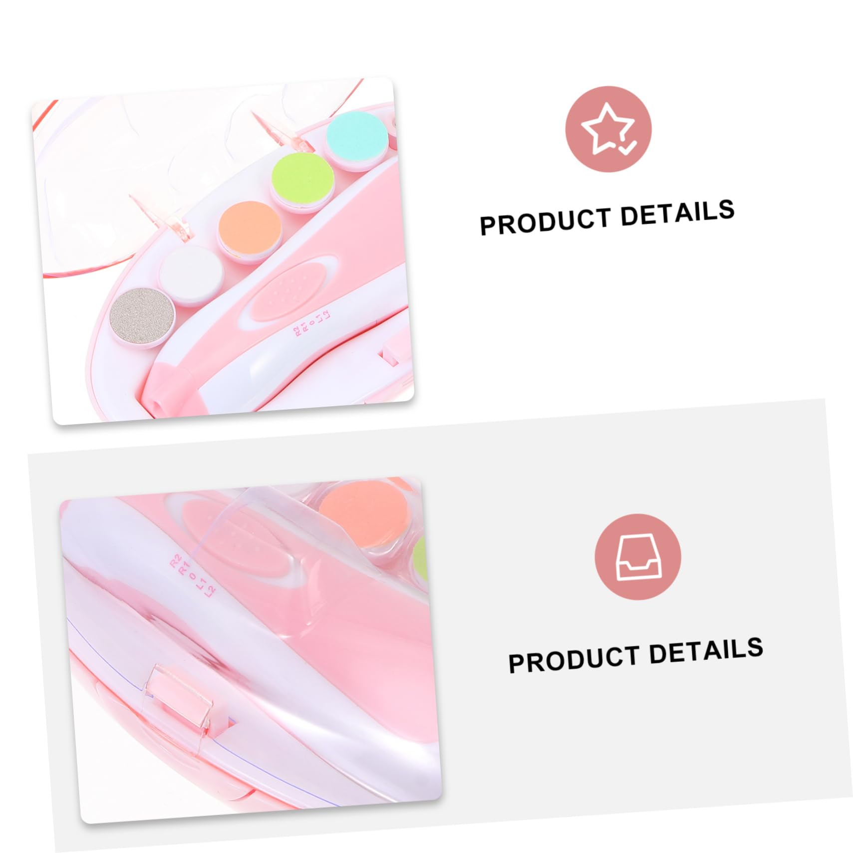 HEMOTON 6-Piece Baby Nail Care Kit - Electric Nail Grinder, Nail File, Nail Polisher & Cutter - Safe for Newborns & Toddlers (Pink ABS) - Gentle Nail Trimming for Sensitive Skin & Perfect for Travel Baby Grooming