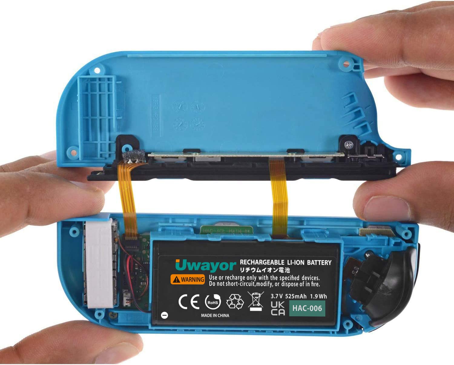 Uwayor Replacement Battery for Nintendo Switch Joy-Con Controller HAC-006 HAC-015 HAC-016 with 2-Piece Tool Kit - Compatible with HAC-A-JCL-C0 & HAC-A-JCR-C0 - Perfect for Gaming, Travel, and Long Play Sessions