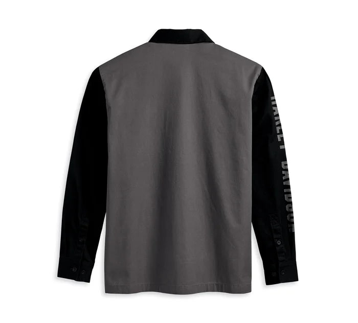 Harley Davidson Men's Mechanic Long Sleeve Colorblocked Shirt - Vintage Motorcycle Workwear for Bikers & Mechanics - Perfect for Riding, Garage Work & Casual Wear
