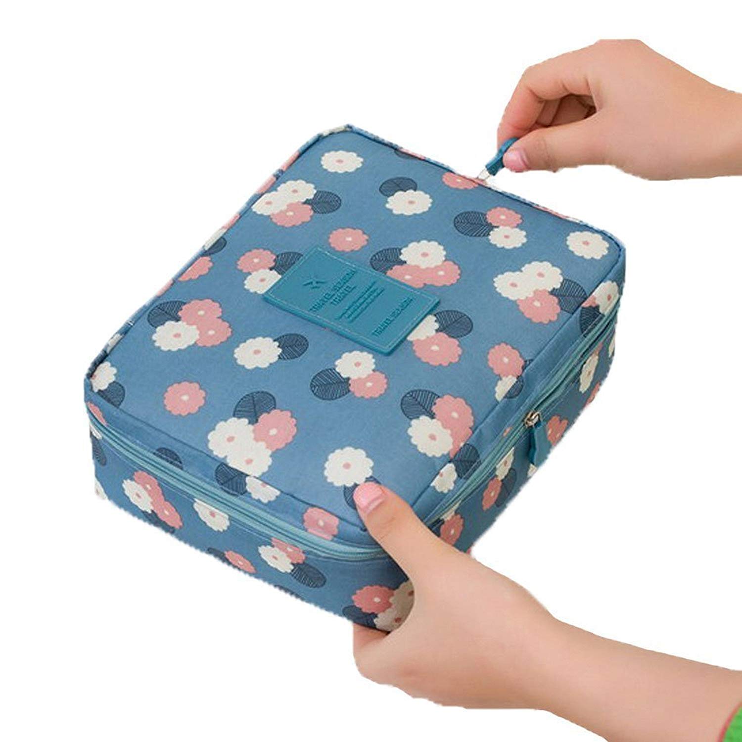 Delavala Travel Cosmetic Bag for Women - Waterproof Makeup Organizer Pouch with Washable Interior - Perfect for Airplane Carry-on, Gym Essentials & Toiletry Storage