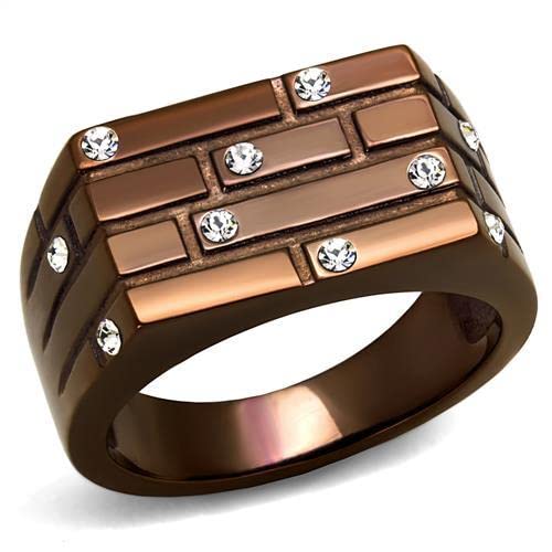 Zawadee TK2664 Crystal Coffee Ring - Stainless Steel Jewelry for Women