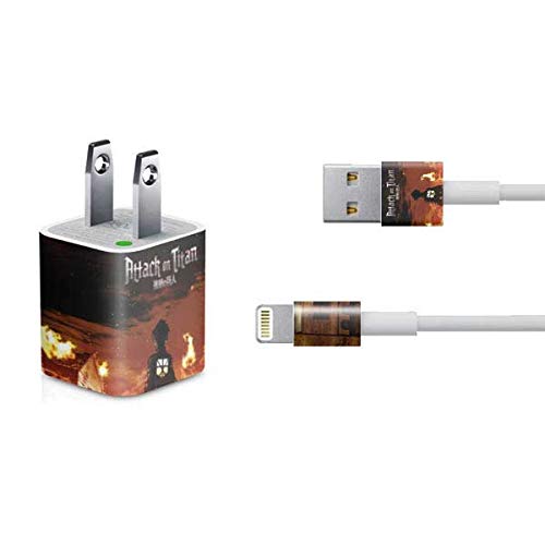 Official Funimation Attack On Titan Fire Design Skin Decal for iPhone Charger (5W USB) - Anime Accessory for Phone & Tech Gadgets - Perfect for Anime Fans, Gifts & Personalization