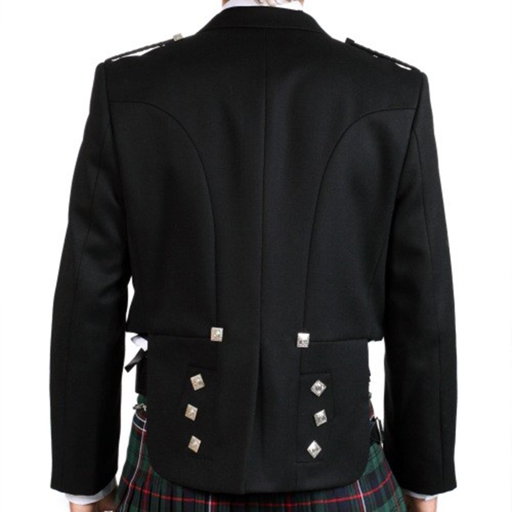 Men's Black Prince Charlie Wedding Kilt Jacket with Coatee Vest - Formal Scottish Highland Attire for Weddings, Ceilidhs & Special Occasions