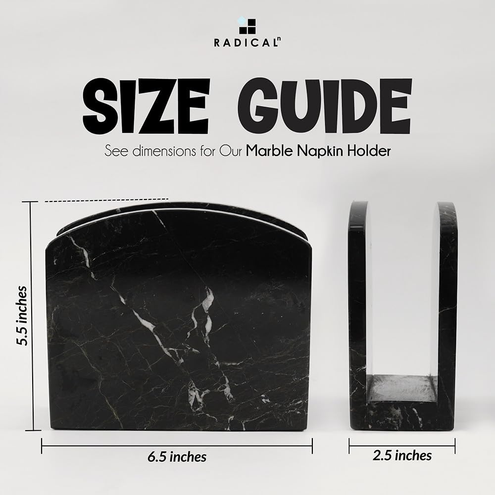 Handmade Black Marble Napkin Holder 5.5 Inch - Elegant Kitchen & Dining Table Decor for Coffee Tables, Cocktail Parties, and Home Accessories | Perfect for Restaurants, Weddings, and Holiday Gatherings