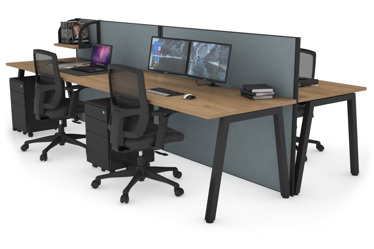 Horizon Quadro 4-Person Office Workstation Bench with A-Legs | 1400L x 800W Dimensions | Cable Management Scallop | Perfect for Collaborative Workspaces & Open Office Environments