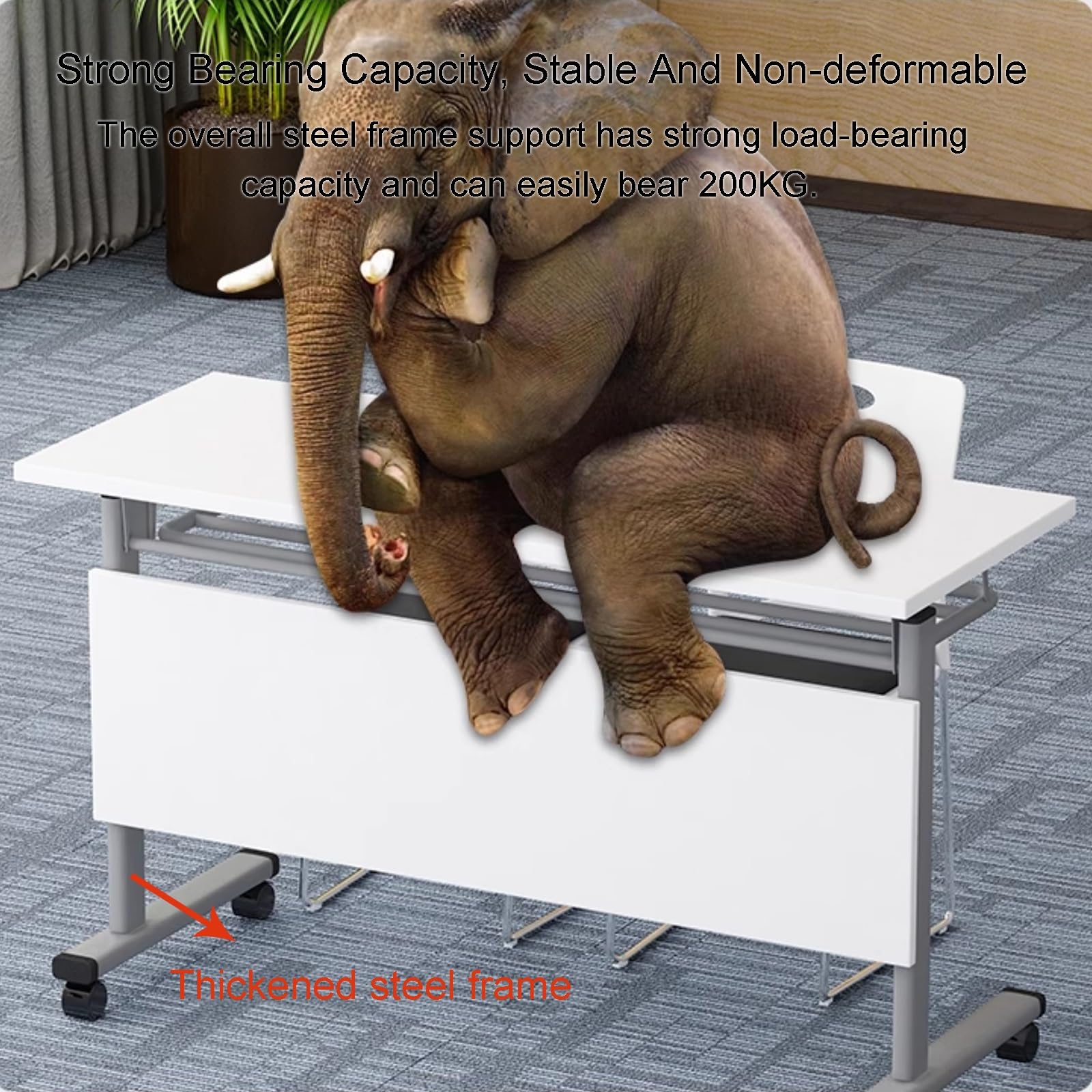 Foldable Conference Table Set - Mobile Training Desk with Lockable Wheels, Flip Top Rectangular Folding Table for Office Meetings & Classrooms | Portable Splicing Multifunctional Computer Desk for Workspaces, Events & Home Offices