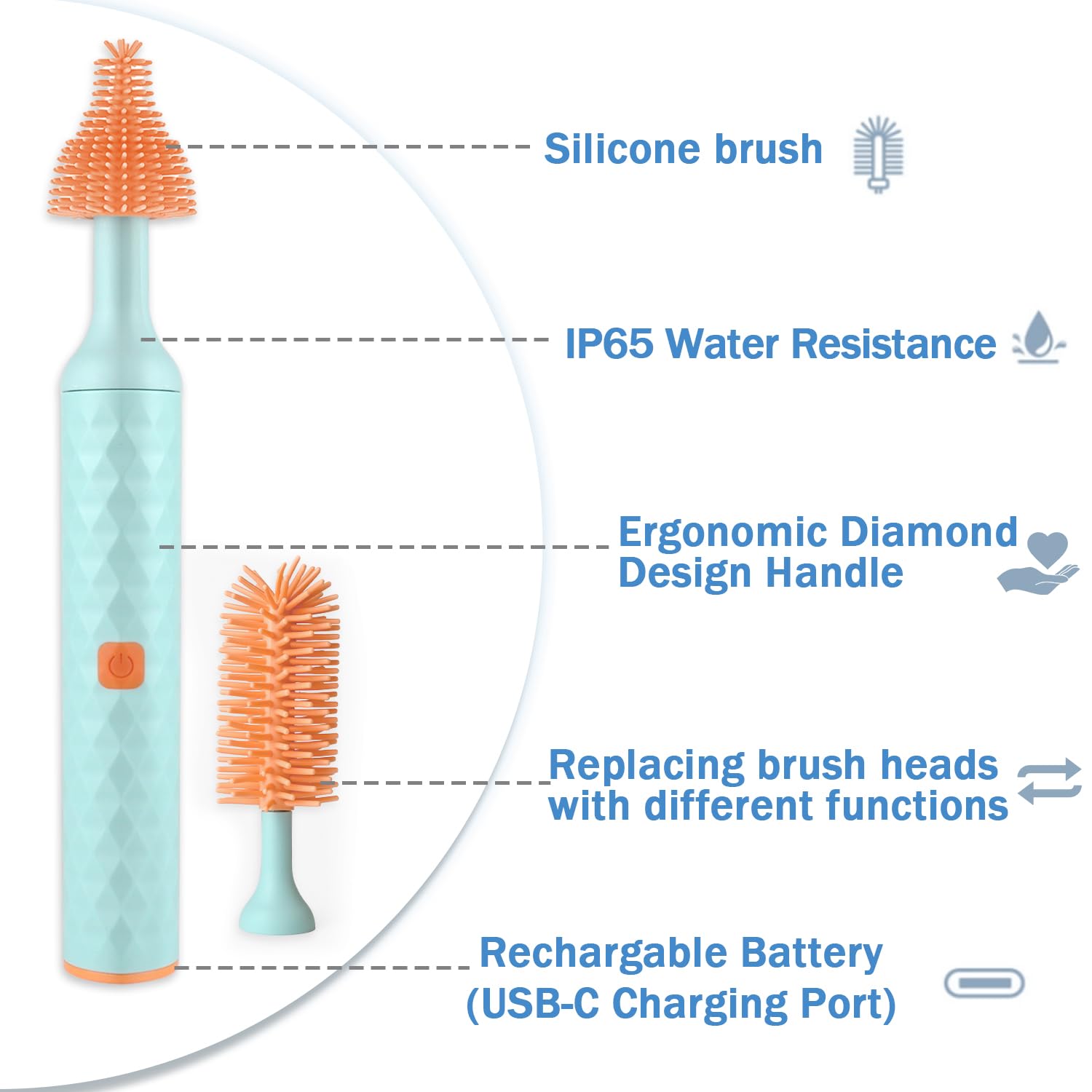 Electric Bottle Cleaning Brush Set - 4 Pack Baby Bottle Brush, Nipple Cleaner & Straw Brush for Newborns - Perfect for Sterilizing Water Bottles, Pacifiers and Baby Feeding Accessories | Ideal for Nursery, Travel & Daily Baby Care