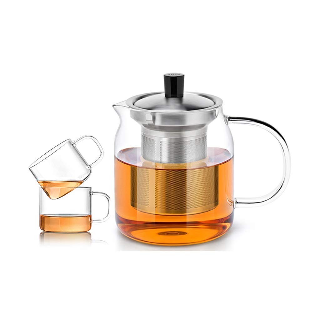 Heat-Resistant Glass Teapot with Lid, Handle & Infuser - 700ml (24.6oz) Transparent Stovetop Safe Tea Maker - Perfect for Loose Leaf Tea Brewing, Home Tea Parties & Office Use