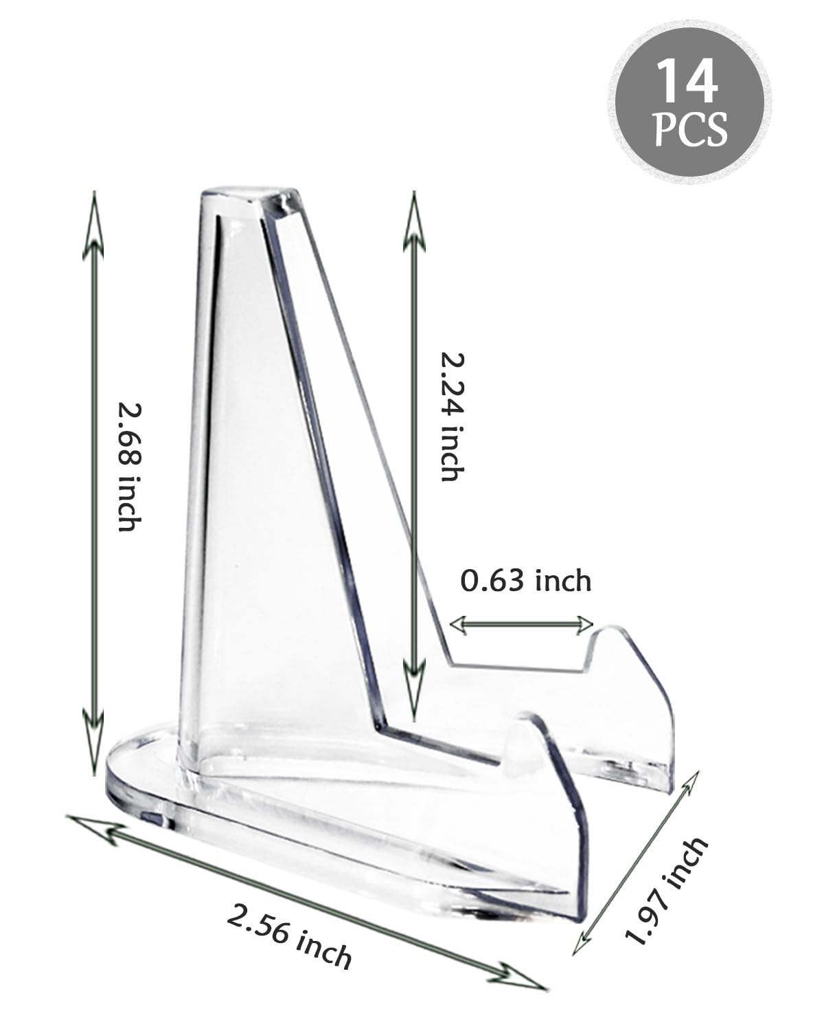 14 Pack Clear Acrylic Trading Card Stands - 2.68 Inch Display Easel for Baseball Cards, Sports Cards, Coins, Medals & Pocket Watches - Perfect for Collectors, Exhibitions & Home Decor