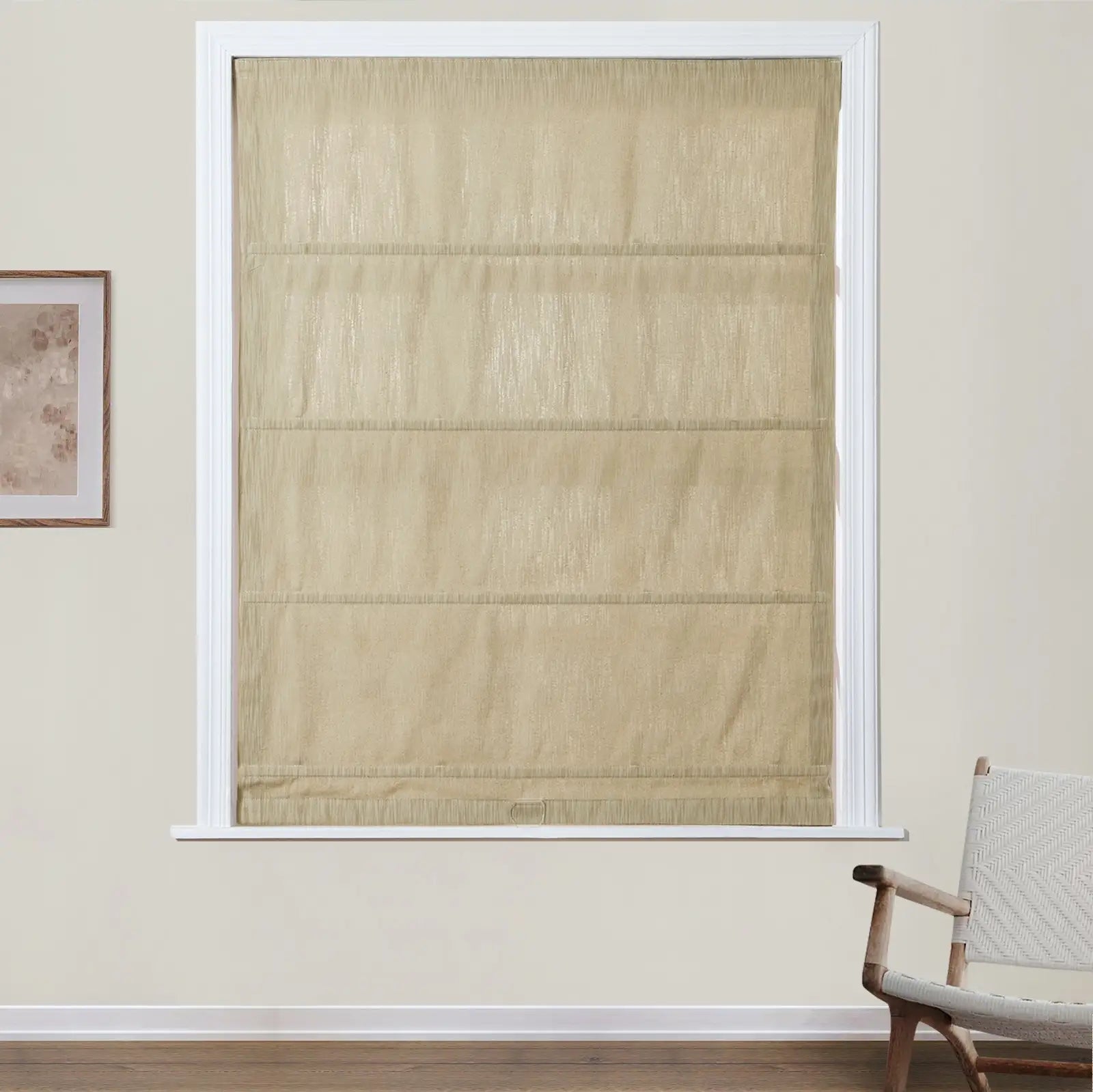 Cloe Cotton Blend Cordless Roman Shade - Blackout Window Treatment for Bedroom & Living Room - Plus Size Home Decor