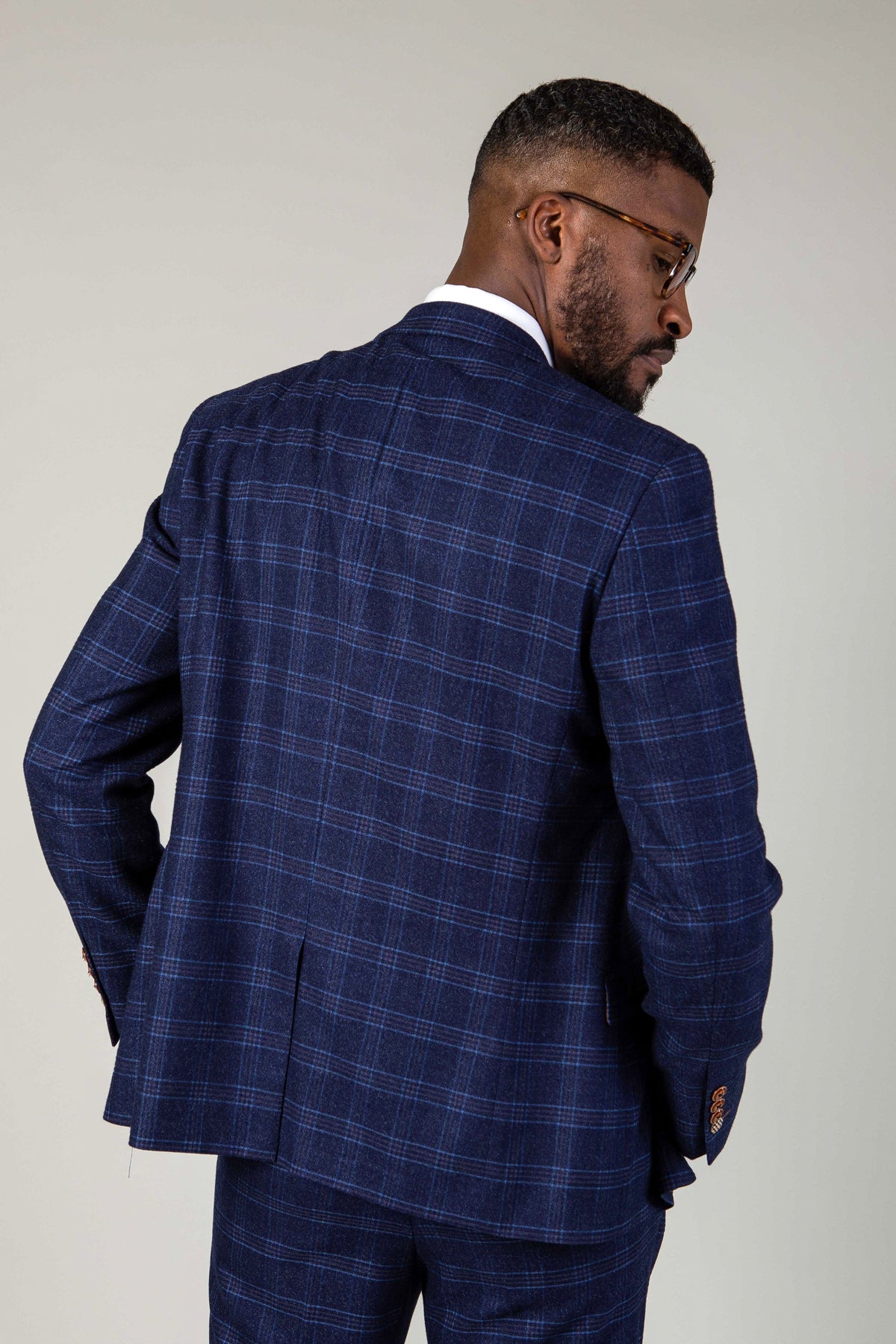 CHIGWELL Blue Tweed Check Three Piece Suit for Men | Classic Formal Business Attire | Perfect for Weddings, Office & Special Occasions