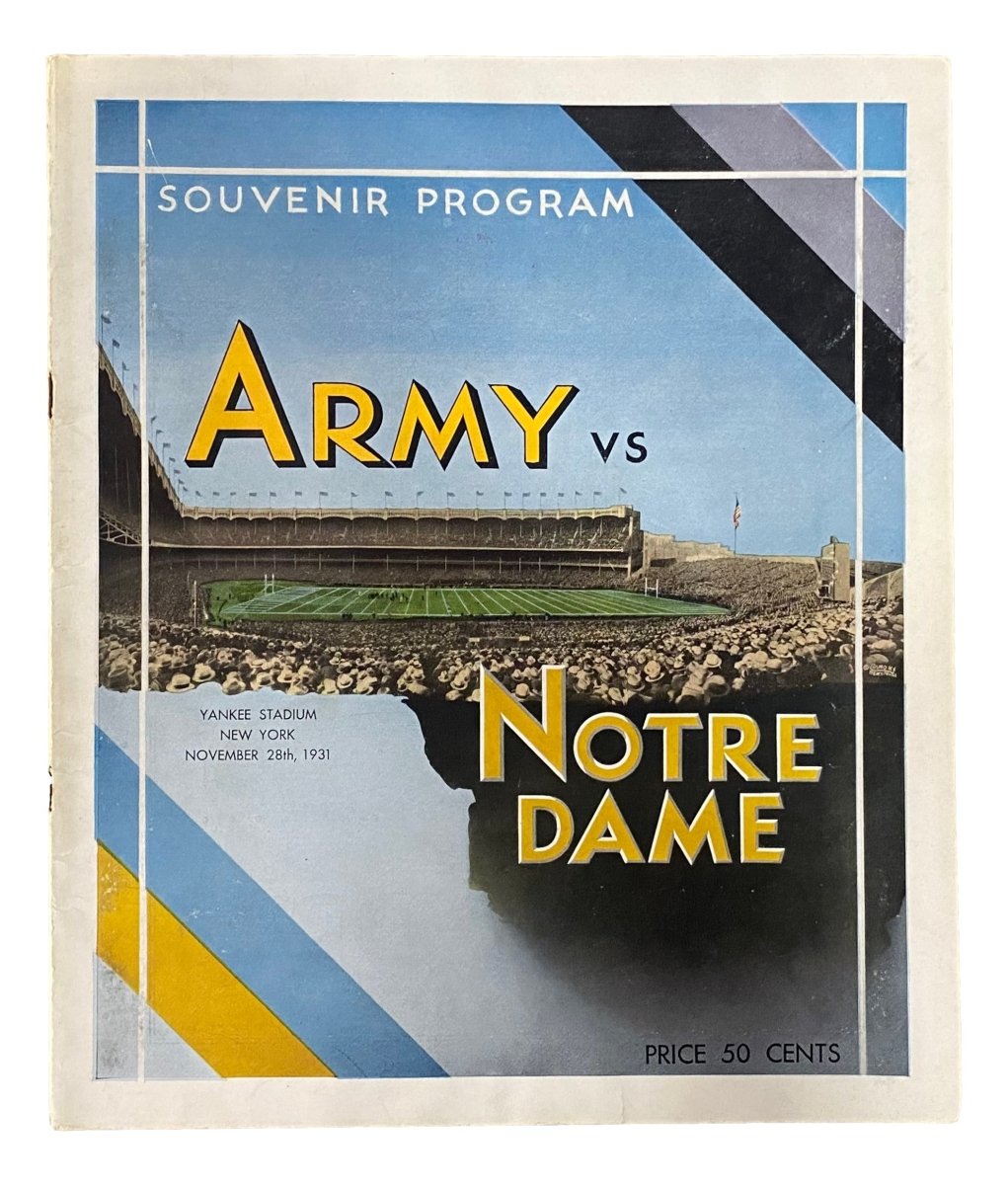 Vintage 1931 Army vs Notre Dame Football Game Program - Official Collectible Memorabilia for Sports Fans & History Enthusiasts | Perfect for Framing, Display, and Sports Memorabilia Collections