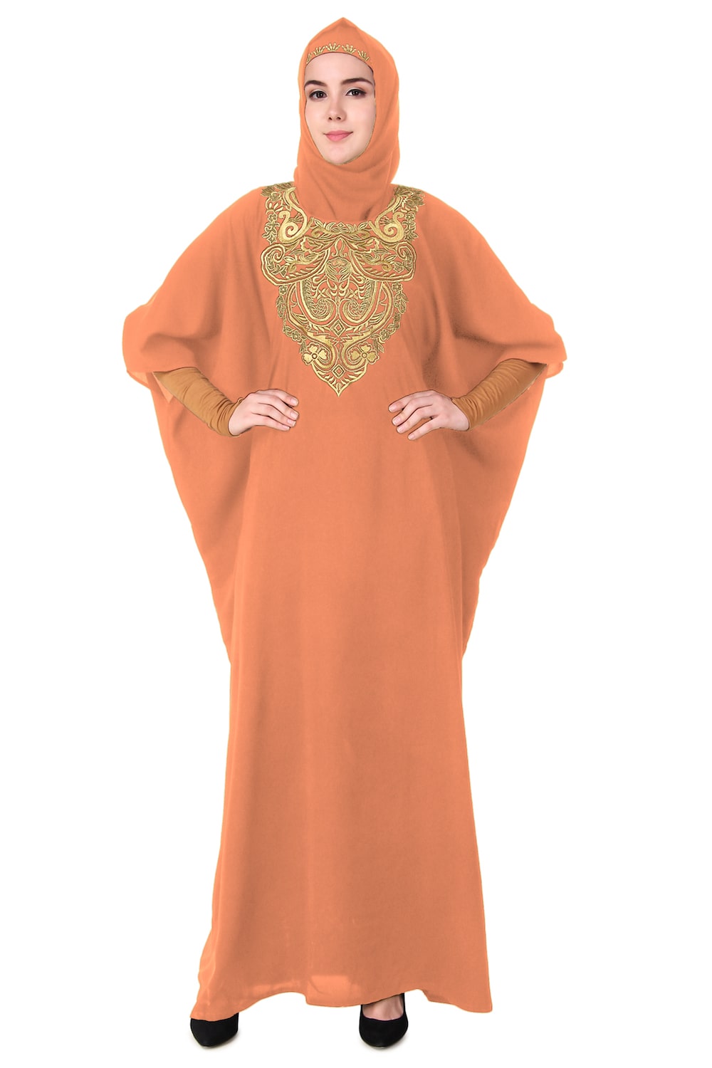 Exquisite Floral Hand Embroidered Kaftan Dress for Women - Boho Chic Beach Cover Up, Resort Wear & Summer Vacation Outfit