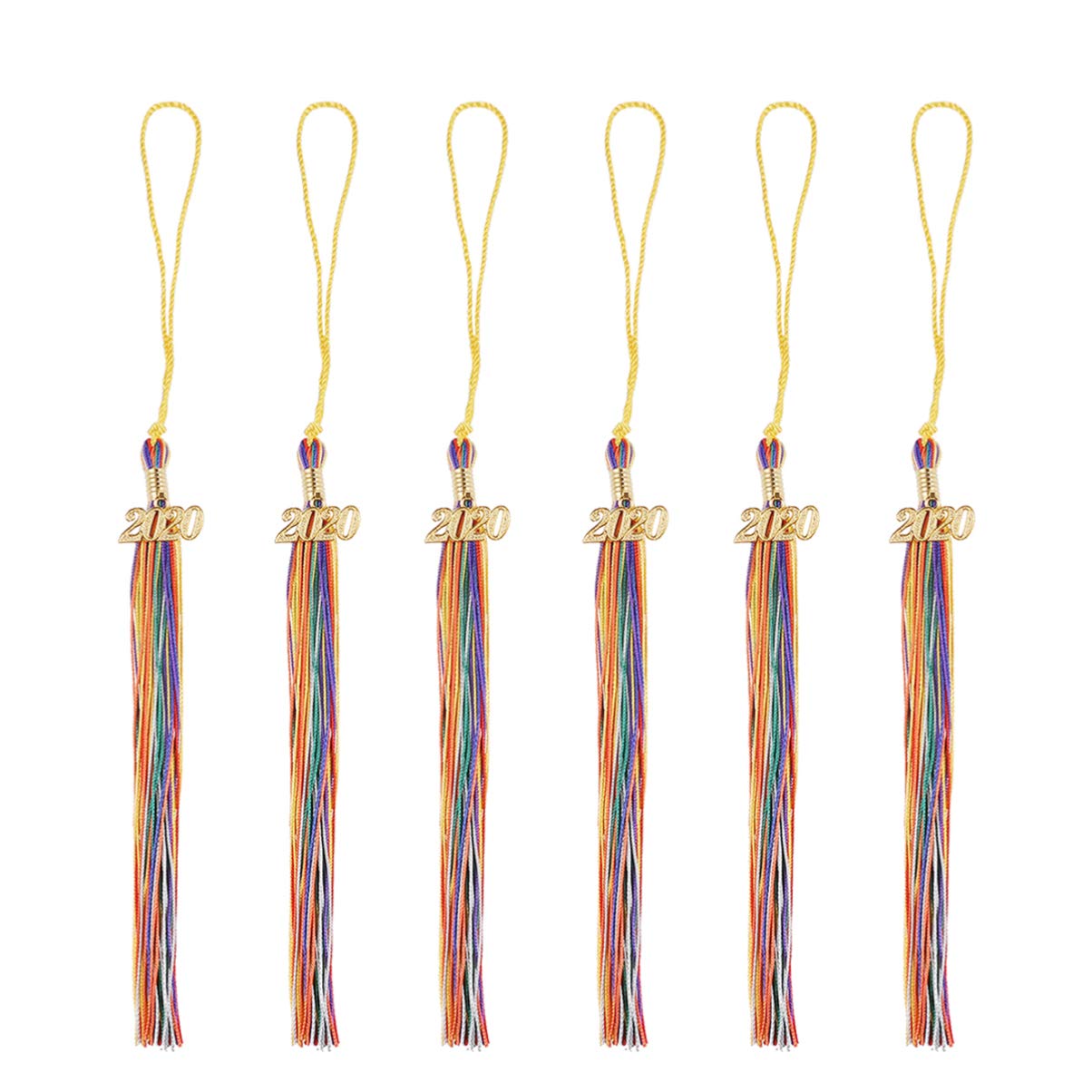 Amosfun 2020 Graduation Tassel Set - 6pcs Doctoral Cap Tassels for Graduation Ceremony, Photo Props & Commencement Decor (Style 2) - Perfect for High School, College & University Graduation Parties