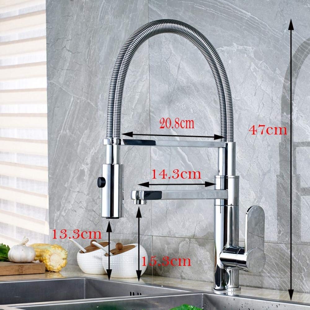Polished Chrome Single Handle Pull Down Kitchen Sink Faucet - Hot & Cold Water Mixer Tap for Modern Bathroom & Kitchen (Perfect for Washing Dishes, Filling Pots & Daily Cleaning)