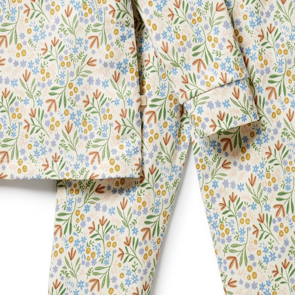Organic Floral Long Sleeve Pajamas for Women - Soft Cotton Sleepwear Set, Comfortable Nightwear for Lounge & Sleep - Perfect for Relaxing at Home, Cozy Evenings & Gift Giving