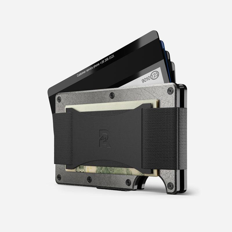 Slim Titanium Stonewashed Minimalist Wallet with Cash Strap - RFID Blocking Front Pocket Wallet for Men - Perfect for Travel, Everyday Carry & Minimalist Lifestyle