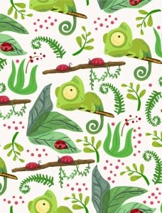 Lizard Tree Green Leaves Print