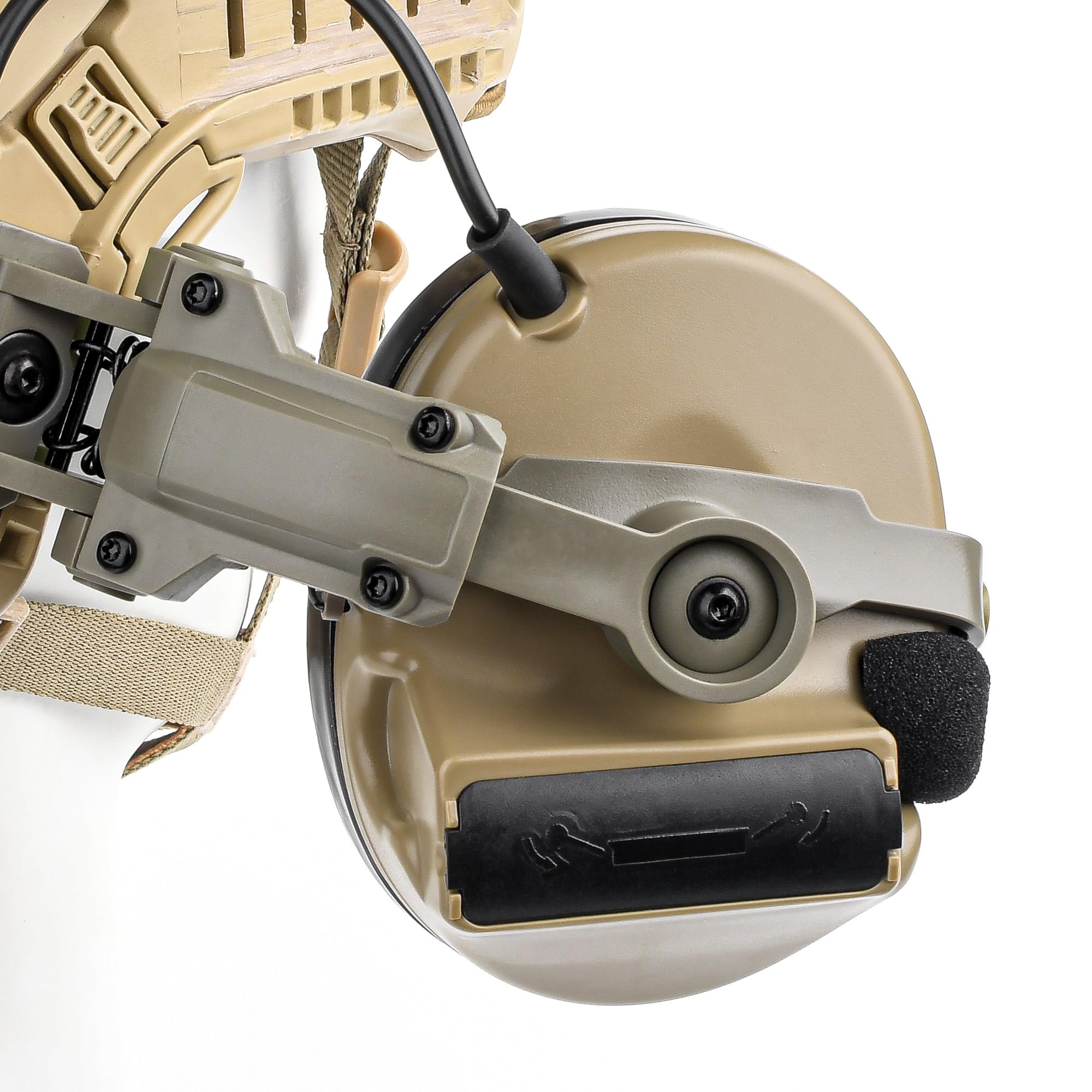 Tactical Headset with Arc Rail Adapter - Noise Cancelling Communication Headset with U94 PTT Kenwood 2 Pin Connector for Military, Airsoft & Outdoor Activities - Compatible with Arc Rail Helmets for Enhanced Team Communication