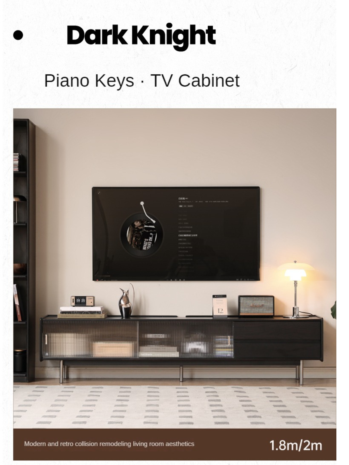 Oak Solid Wood Modern Black Floor TV Stand - Stylish Media Console for Living Room, Bedroom & Home Theater Setup