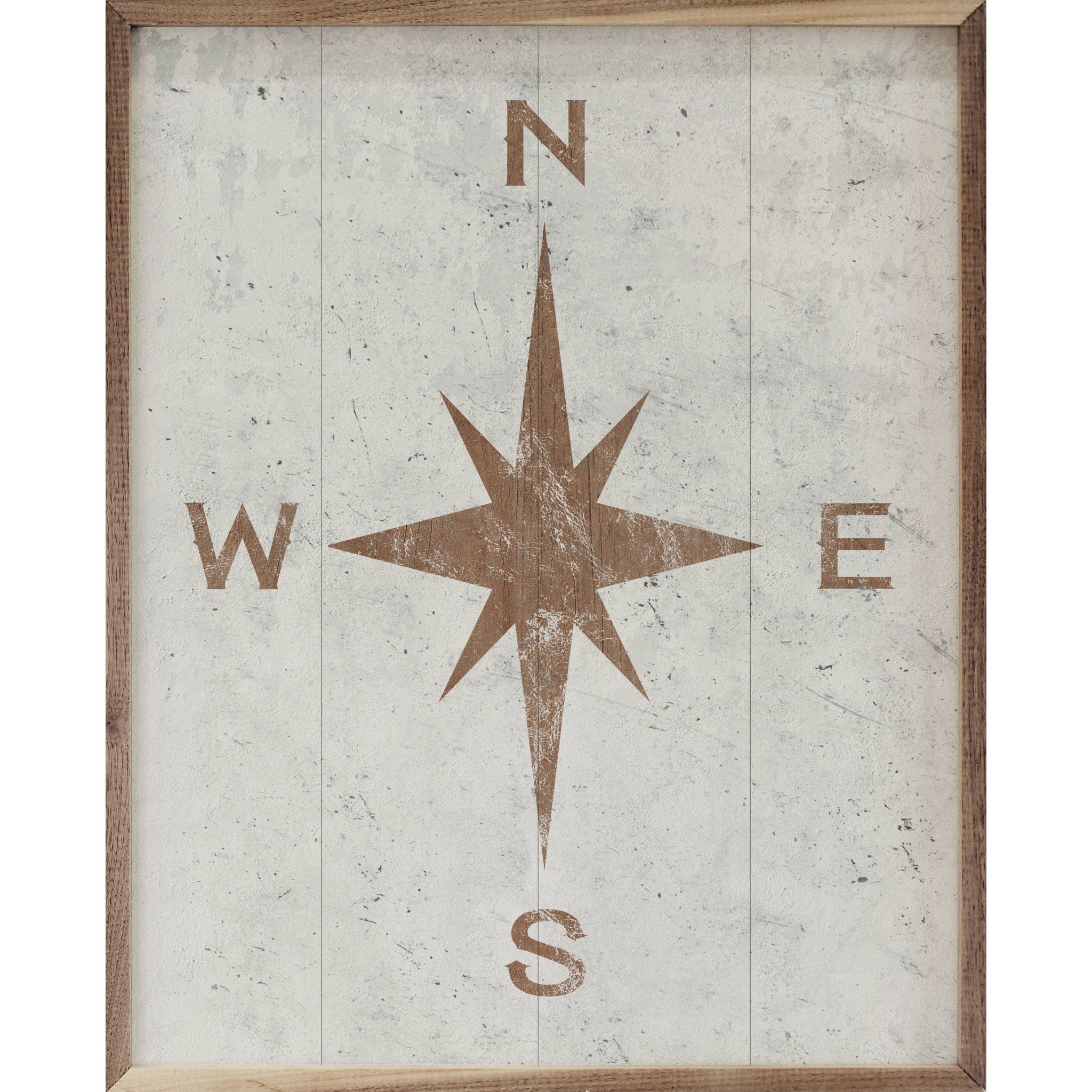 Vintage Distressed Compass Wood Framed Wall Art - Nautical Decor for Home, Office, or Cabin - Perfect for Living Room, Bedroom, or Study Decor
