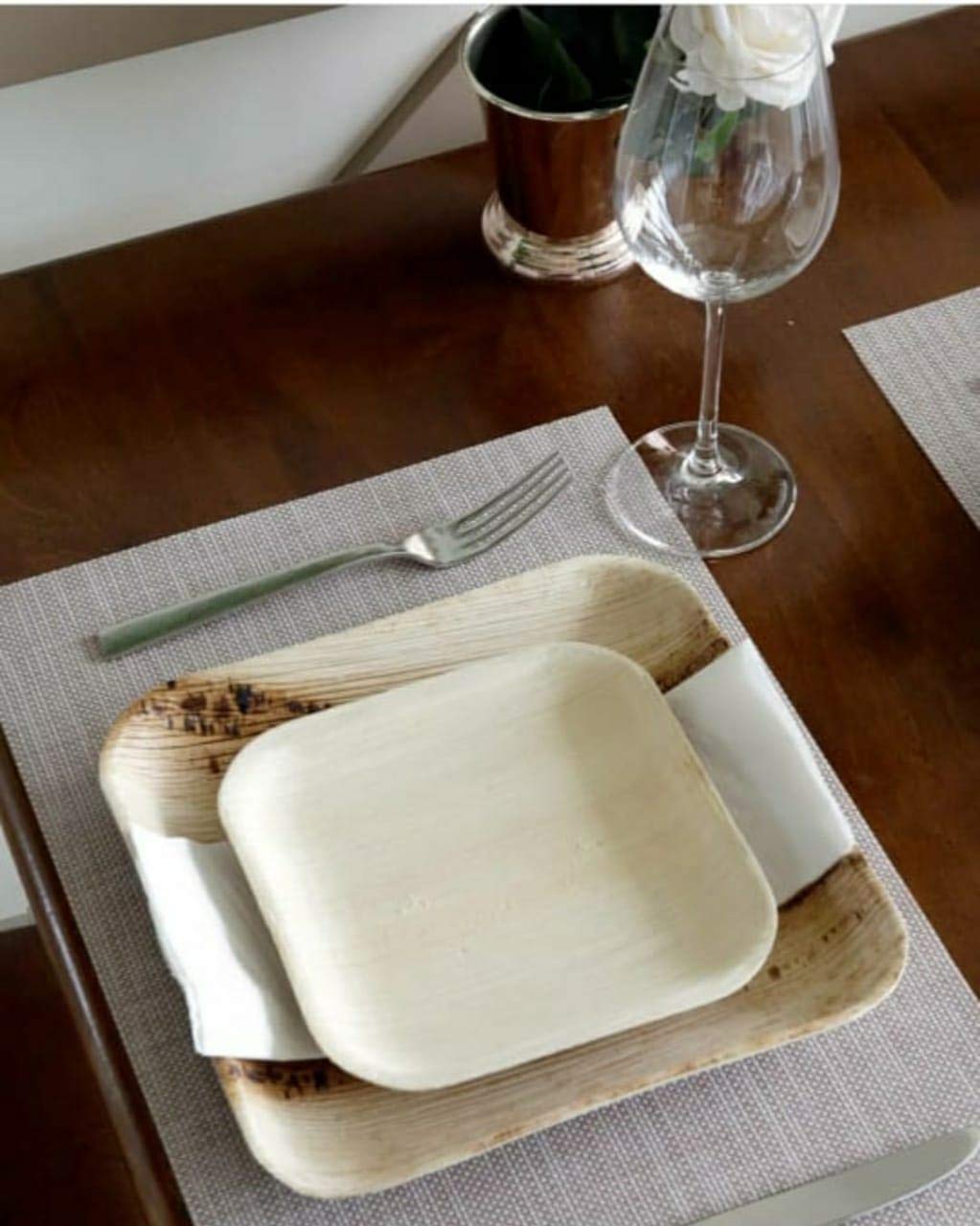 Eco-Friendly 50-Piece Palm Leaf Plates Set - 25 x 10