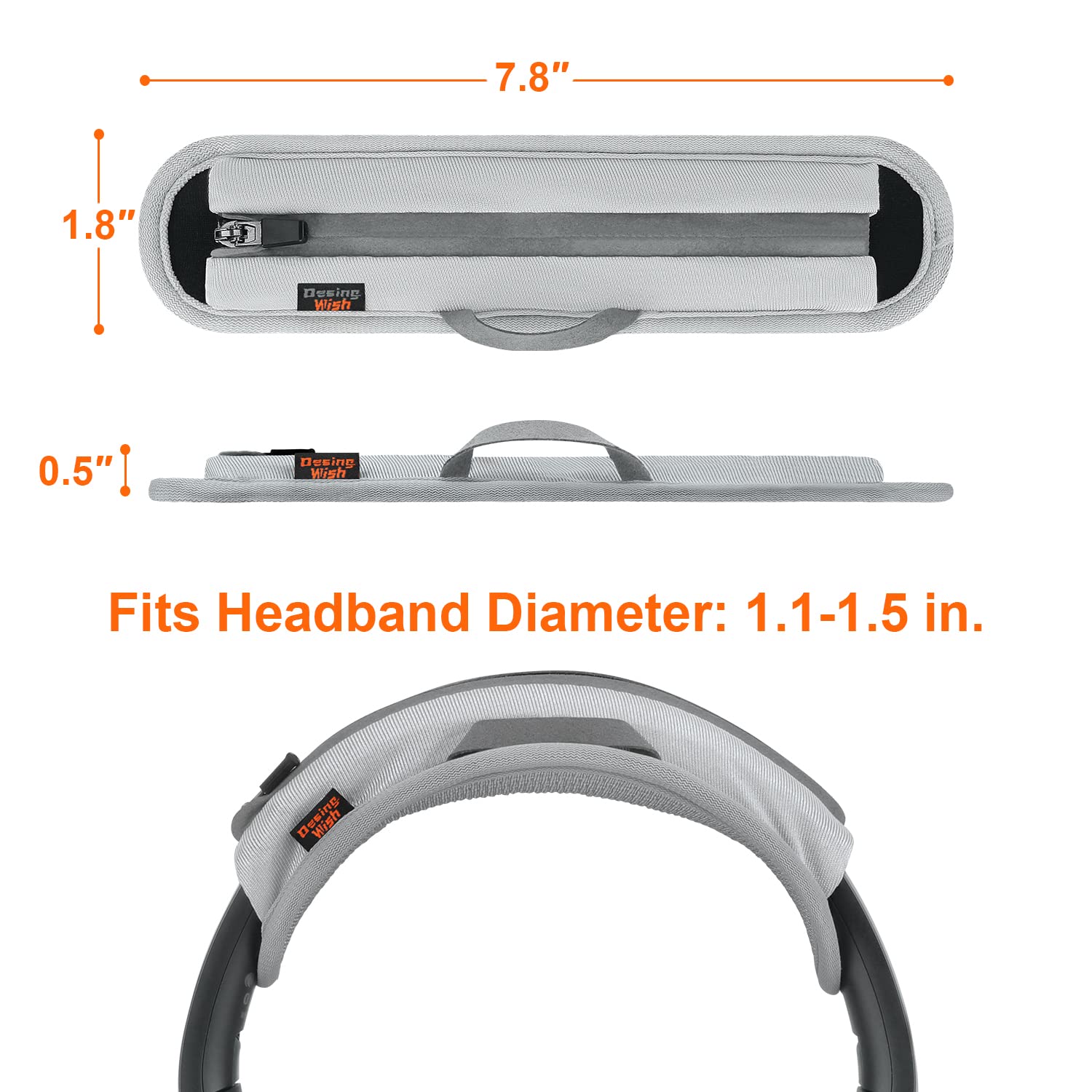 Universal Replacement Headphone Headband Cover - Soft Cushion Pad Compatible with Sony, Bose, Beats, JBL - Noise Canceling Stereo Headset Protector (Silver Grey) - Perfect for Office, Travel & Gaming Comfort