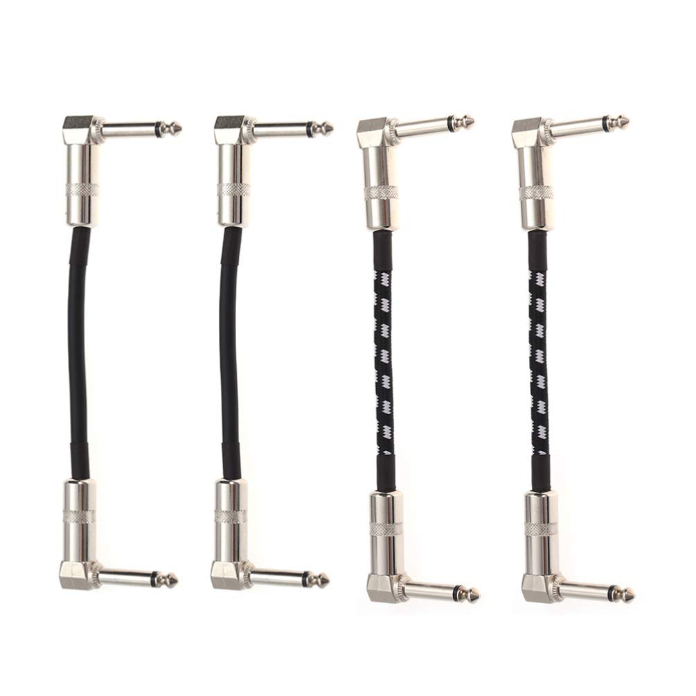 4-Pack High-Quality Guitar Patch Cables - Noise Reduction Instrument Cables for Electric Guitar, Bass, Keyboard & Amp - Durable & Reliable for Live Performances & Studio Recording
