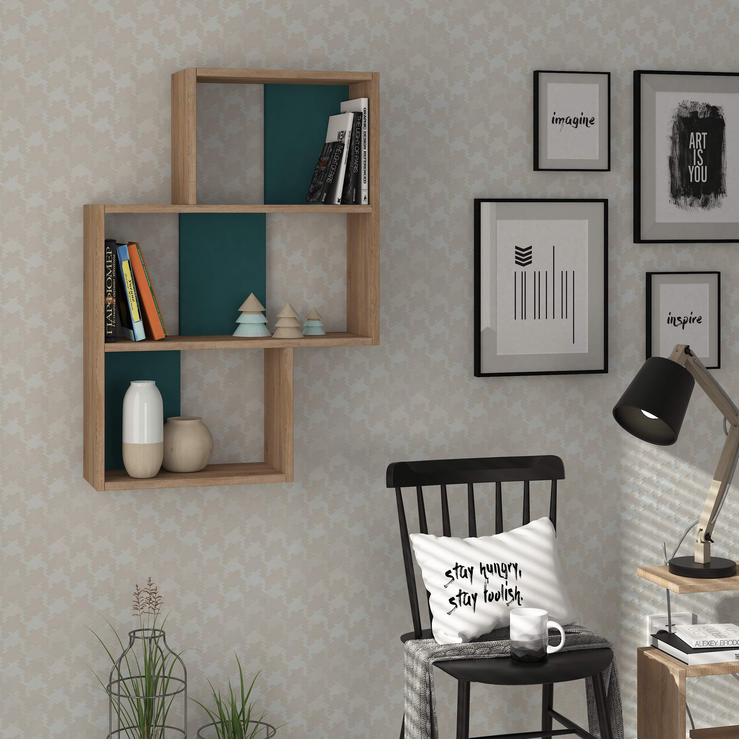 Modern Petrol Blue Wall Shelf 35.8