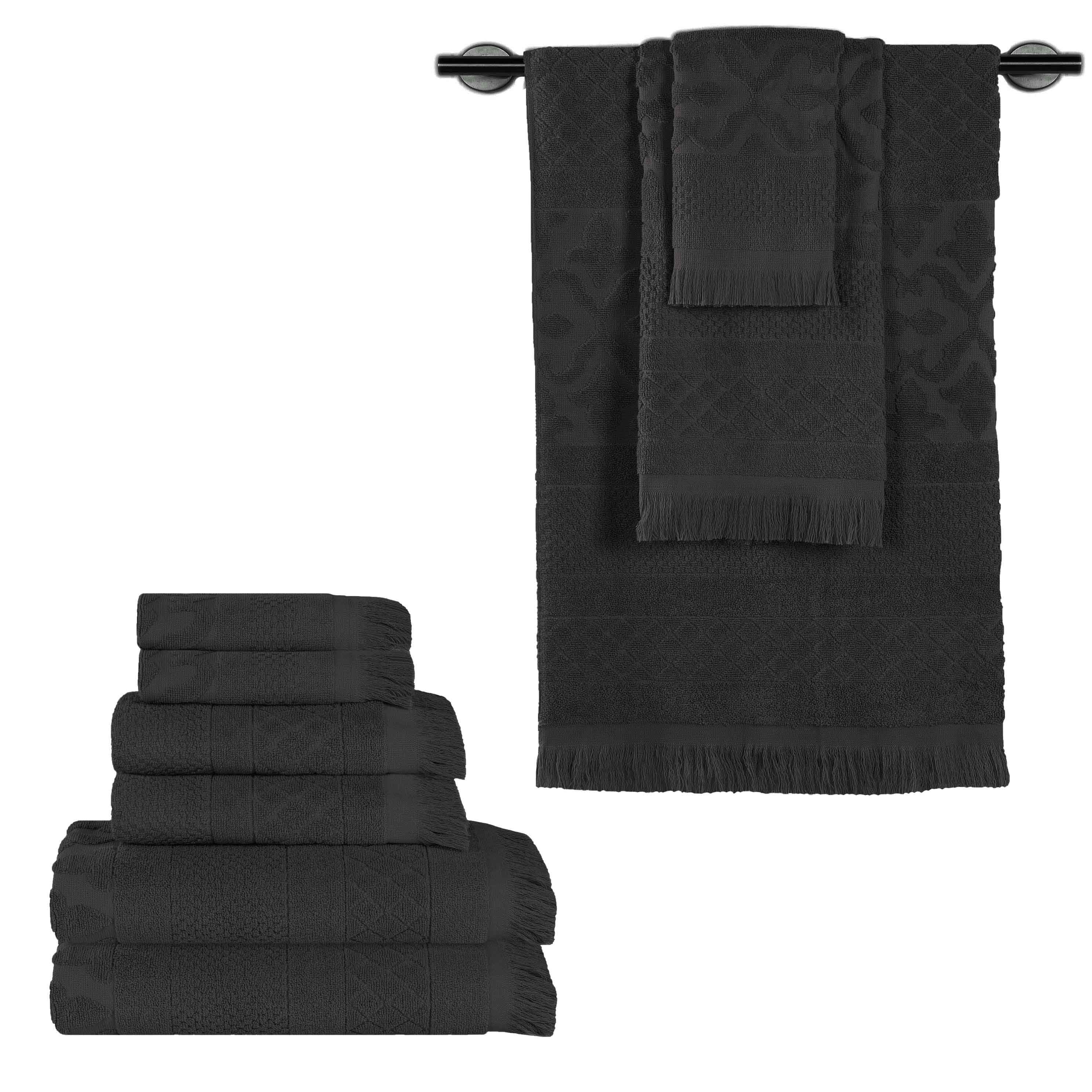 Premium 9-Piece Cotton Geometric Jacquard Towel Set - Ultra Soft, Absorbent & Plush - Perfect for Bathroom, Spa & Luxury Home Decor