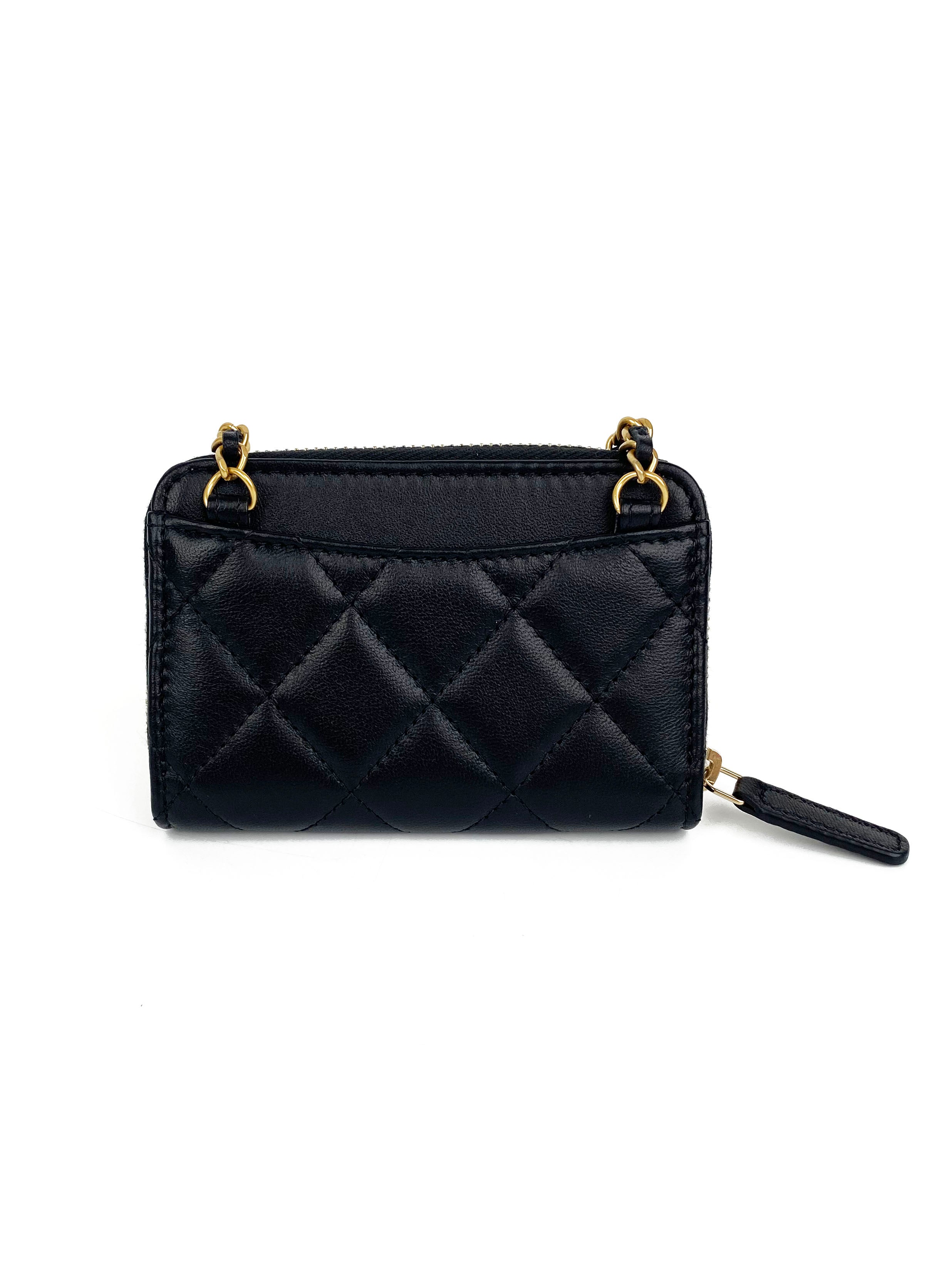 Chanel Black Mini Zip Belt Bag with Pearl Crush - Stylish Crossbody Waist Bag for Women, Fashion Accessories for Daily Use, Parties & Travel