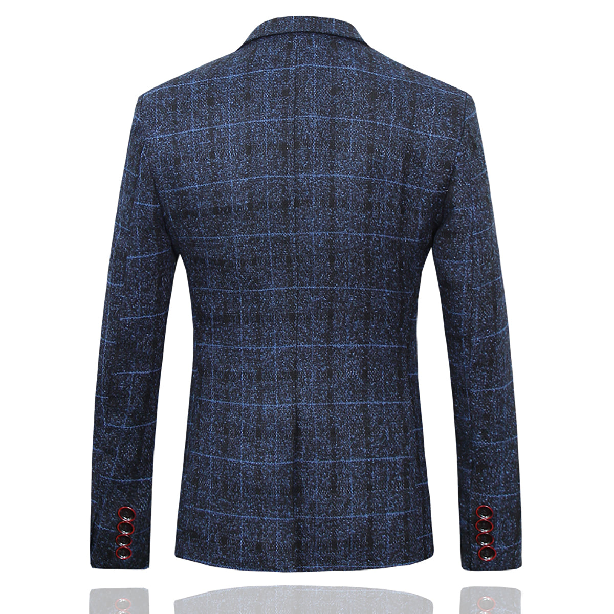 Men's Dark Blue Plaid One Button Wool 3-Piece Suit | Formal Business Attire & Wedding Outfit