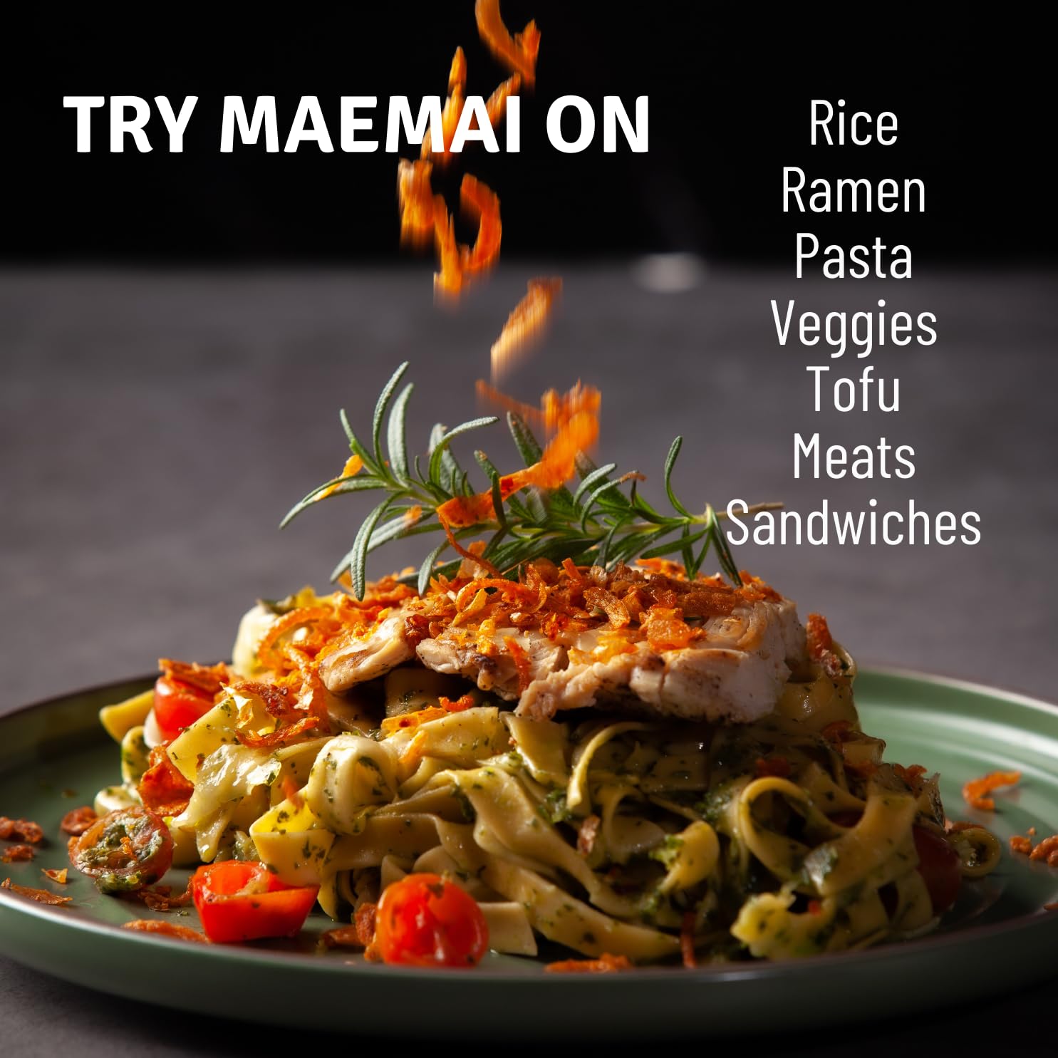 MaeMai Medium Spicy Crispy Onions & Garlic Flakes - Crunchy All-Purpose Seasoning for Keto, Salads, Ramen, Rice | Vegan, Gluten-Free, Low Carb Topping | Perfect for Stir-Fry, Pasta & Snacks | 2.65oz (75g)